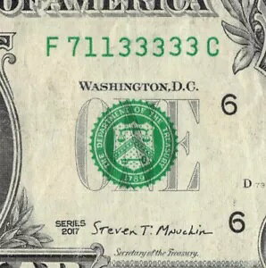 Five in a Row 3s t@V[ VAԍ 1$ 2017 F7113333C Five of a kind 3s Trinary