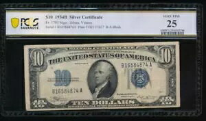 AC 1934B $10 Vo[ؖ PCGS 25 Fr 1703 dvȒӎ!