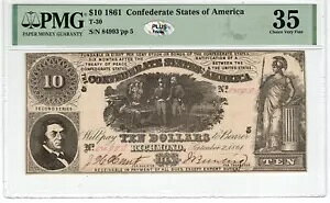 T-30 PF-3 $10 1861 R - PMG Choice Very Fine 35 - PLUS!