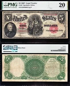 ƂĂfGȑ_őN VF 1907 $5 "WOODCHOPPER" US Note! PMG20II 9618