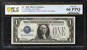 FRB 1600 1928 $1 ut@j[obNv Vo[ؖ PCGS   UNC-66PPQ