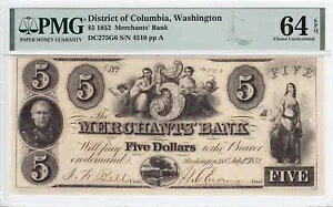 1852 }[`c oN 5 h Vg DC PMG CU 64 EPQ S/N 4510