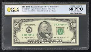 FR 2125-D* 1993 $50 *X^[* FRN InCIBN[uh PCGS   UNC-68PPQ (U)
