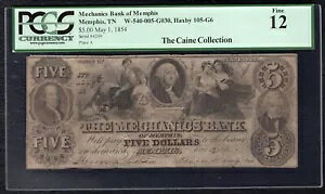 1854�N $5 �e�l�V�[�B�����t�B�X�̋@�B��s ����x��̎��� PCGS FINE-12