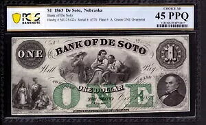 1863�N $1 �f�E�\�g�E�l�u���X�J��s �O���[���I�[�o�[�v�����g ����x�ꎆ�� PCGS B XF 45 PPQ