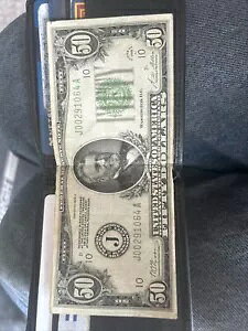 Fr.2101-J 1928A $50 50 ドル連邦準備銀行券カンザスシティ、VF++ #24166