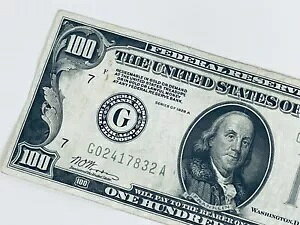 100ドルのシカゴ1928A「ゴールドで引き換え可能」。素晴らしいアイアピール。連邦メモ#02417832