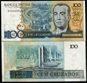 �u���W�� 100 Cruzados P-211C 1987 x 100 ���b�g�p�b�N�o���h���d�� UNC ��