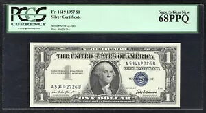 FR�B 1619 1957 $1 �V���o�[�ؖ����m�[�g PCGS �f���炵����Ζ�����-68PPQ
