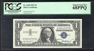 FR 1619 1957 $1 �V���o�[�ؖ����m�[�g PCGS �ɏ��Ζ�����-68PPQ