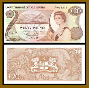 セント セント ヘレナ 20 ポンド、1986 P-10a プレフィックス A/1 クイーン エリザベス 2 世 Unc