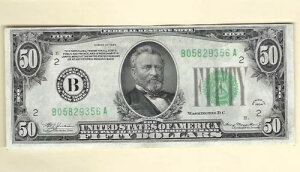 $50 1934 V[Y FRN Fr-2102-B j[[N Cg O[ V[ XF+ ʉ