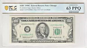 1950C $100 AM FR# 2160-G MS-63 PPQ PCGS F