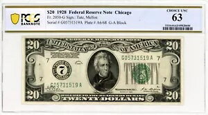 1928�N-�V�J�S20�h���A�M������s��-PCGS 63-Fr. 2050-G