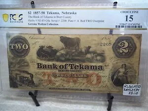 1857 �N $2 �e�J�}��s �l�u���X�J���B�̔p�~�ʉ� PCGS F15