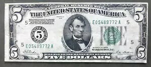 1928 $5 FRN ?? b`h ?? SCARCE Fr. 1950-E [] V[ 0 5 4 8 9 7 7 2