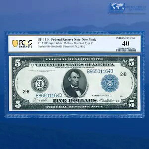 Fr.851c 1914 $5 5 �h���A�M������s���j���[���[�N�APCGS XF 40 #01164