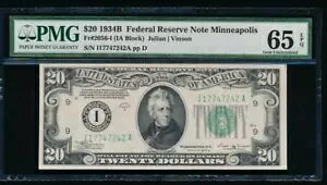 AC 1934B $20 ~lA|X FRN PMG 65 EPQ Fr 2056-I Ζ