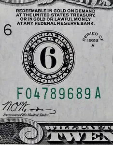 ハイグレード $20 1928A 連邦準備銀行券 F04789689A シリーズ A 20 ドル、アトランタ