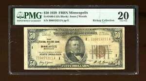 DBR 1929 $50 FRBN �~�l�A�|���X Fr. 1880-I PMG VF-20 �V���A�� I00019211A