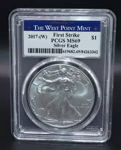 2017 W ファースト ストライク アメリカン イーグル シルバー ダラー コイン PCGS MS69 - 342