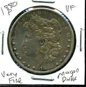 1880 P VF ���[�K�� �h�� 100 �Z���g �x���[�t�@�C�� 90% �V���o�[ US $1 Veryfine �R�C�� #4600