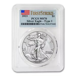 2021 $1 �č��V���o�[ �C�[�O�� �h�� �^�C�v 1 PCGS MS70 �t�@�[�X�g �X�g���C�N �t���O ���x�� FS 1�I���X