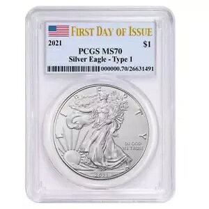 2021 $1 �^�C�v 1 �A�����J�� �V���o�[ �C�[�O�� PCGS MS70 FDOI �t���O ���x��