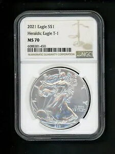 2021 US �A�����J�� �V���o�[ �C�[�O�� �h�� $1 NGC MS70 GEM UNC Heraldic Eagle T-1