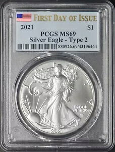 2021 T-2 �A�����J�� �V���o�[ �C�[�O�� - PCGS MS69 ���s���� - ?COINGIANTS?