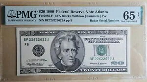 1999 $20 FRN PMG 65EPQ oCi [_[ s[^[ VA #BF22622622A 
