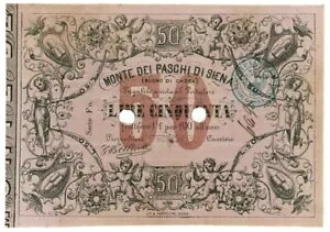 50  BUONO DI CASSA MONTE DEI PASCHI DI SIENA NON EMESSO 01/09/1871 SUP
