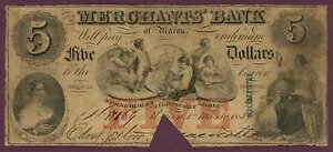 1854 Merchants Bank of MaconAW[WAB $5 p~ꂽ No.18164 205-G14b (60185)