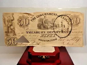 1838 年 11 月 25 日 ヒューストン テキサス州政府財務省 $50