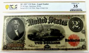 1917-#Fr60-$2 č PCGS-uCHOICEvVF35-REDSEALASPEELMAN/WHITE-SN-D11101790A