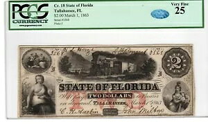 FL CR-18 1863 $2 �t�����_���� - PCGS-C ���ɍׂ��� 25 - ��i!