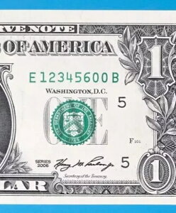 E 12345600 B : 部分ラダー $1 1 ドル紙幣ファンシー シリアル番号 *UCN* ??