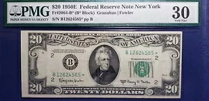 Fr#2064-B* $20 1950E **STAR** FRN �j���[���[�N (SN:B12624585*) PMG VF 30