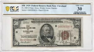 �_���l1880-D 1929 �N���[�u�����h 50 �h���A�M������s�� PCGS 30 VF