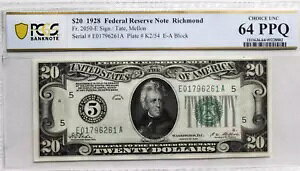 1928 $20 h FRN RICHMONDAV[APCGS 64 PPQ Fr 2050-E 
