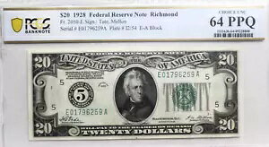 1928 $20 h FRN RICHMONDAV[APCGS 64 PPQ Fr 2050-E 