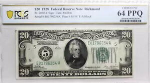 1928 $20 h FRN RICHMONDAV[APCGS 64 PPQ Fr 2050-E 