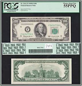 1950D �A�g�����^ $100 �A�M������s�� PCGS 55 PPQ Unc AU �ʉ� FRN �ɂ���