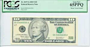2003 $10 �A�M������s���� PCGS �W�F�� �V�i 65PPQ �t�@���V�[ �N�A�b�h ���[�_�[ #DG03666630A