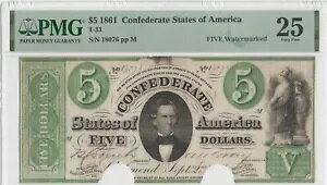 1861 5$ ��R T-33 FIVE ���������� PCGS �O���[�h VF 25 - ���� COC