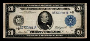 1914年 $20 大型連邦準備券 クリーブランド 送料無料 (A290)