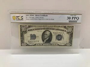 1934C $10 10 �h����ؖ��� PCGS �O���[�h 30 PPQ ���ɏ㎿