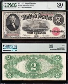 素晴らしいクリスプチョイス VF++ 1917 $2 "ブレスレット" 米国法定通貨メモ! PMG30！ 38989