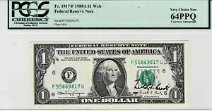 1988A $1 AMsuWEBv Fr.1917-F-run9 4/6-PCGS 64PPQ-: AUTO