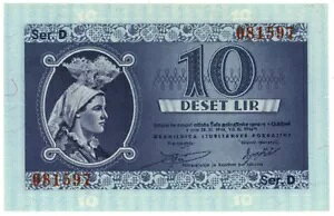 10 リラ Occupazione TEDESCA DELLA PROVINCIA DI LUBJANA 1944 年 11 月 28 日 qFDS